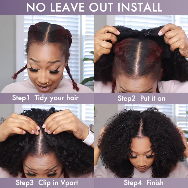Newbie Only | Protective V Part Glueless Long Wig 100% Human Hair (Kinky Straight / Body Wave / Jerry Curly)