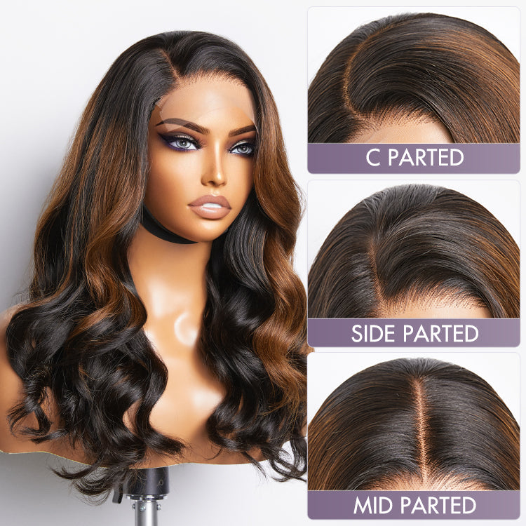 180% Density | Trendy Brown with Black Peekaboo Loose Wave Glueless 5x5 Closure Lace Wig