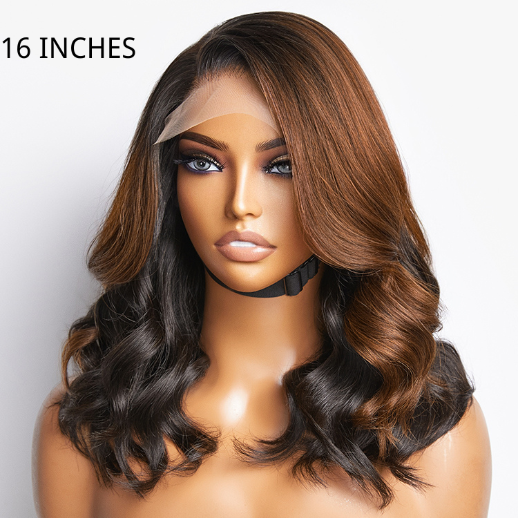 180% Density | Trendy Brown with Black Peekaboo Loose Wave Glueless 5x5 Closure Lace Wig