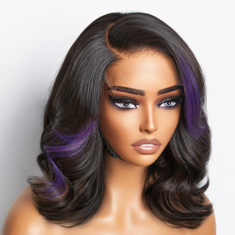 Purple Highlights Loose Wave Glueless 5x5 Closure HD Lace Wig