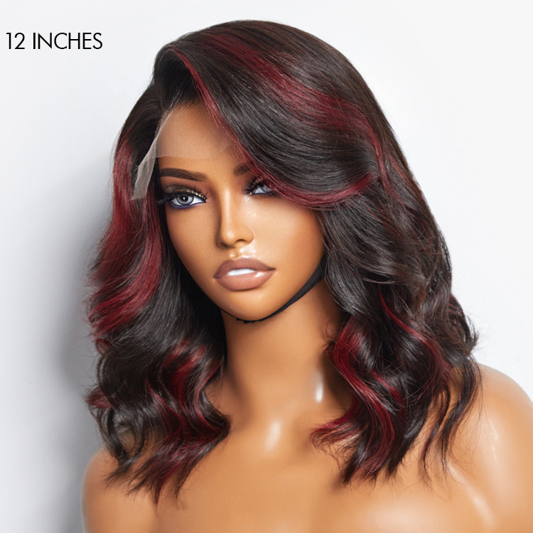 Red Highlight Bouncy Loose Wave Glueless 5x5 Closure HD Lace Wig