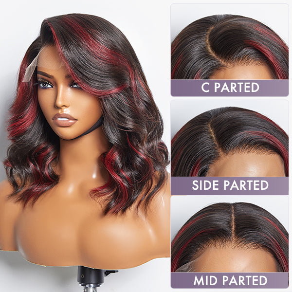 Red Highlight Bouncy Loose Wave Glueless 5x5 Closure HD Lace Wig