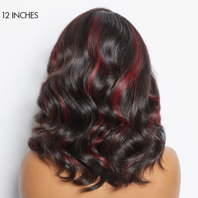 Red Highlight Bouncy Loose Wave Glueless 5x5 Closure HD Lace Wig