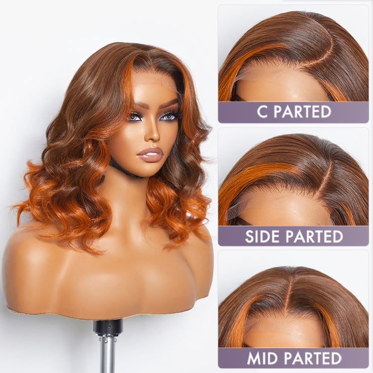 Ginger Highlight Ombre Loose Wave Glueless 5x5 Closure HD Lace Wig