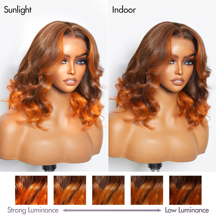 Ginger Highlight Ombre Loose Wave Glueless 5x5 Closure HD Lace Wig