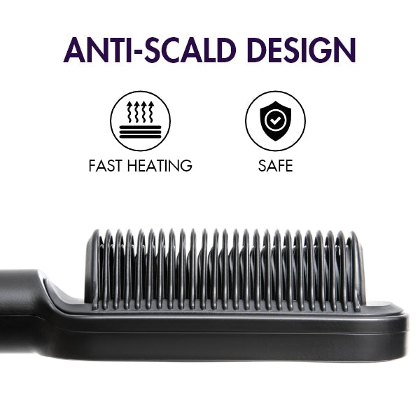 Hair Straightener Comb with Built-in Ceramic Heating Plate, 20s Fast Heating & 5 Temp Settings & Anti-Scald for Professional Salon at Home