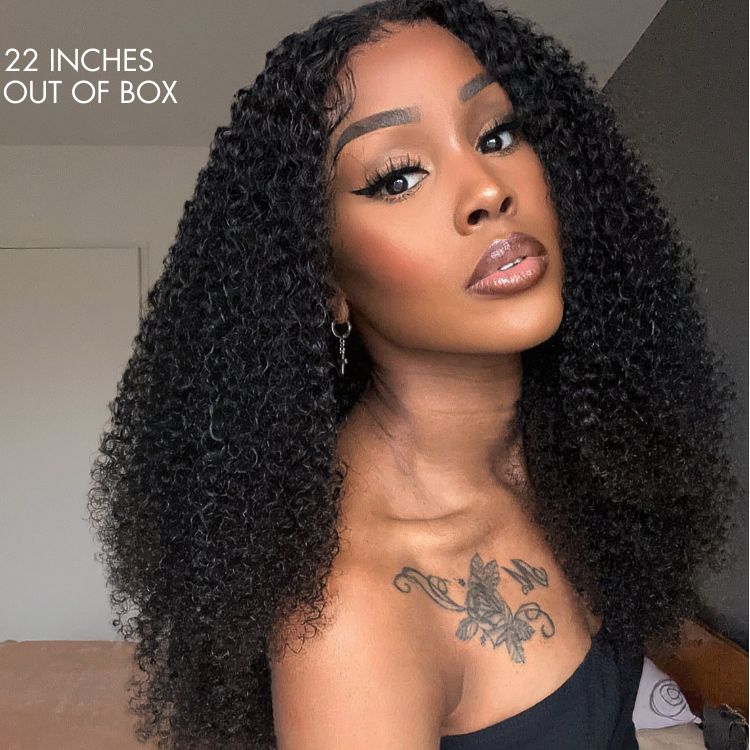 180% Density | Bouncy Fluffy Afro Curls C Part Glueless 5x5 Closure Lace Wig Pre-bleached