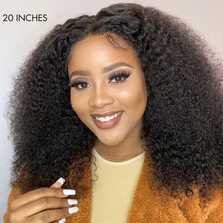 180% Density | Bouncy Fluffy Afro Curls C Part Glueless 5x5 Closure Lace Wig Pre-bleached