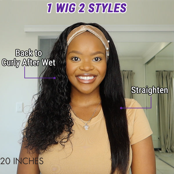 Newbie Only | Wet and Wavy | Throw On & Go Water Wave Glueless Long Headband Wig (Get Free Trendy Headbands)