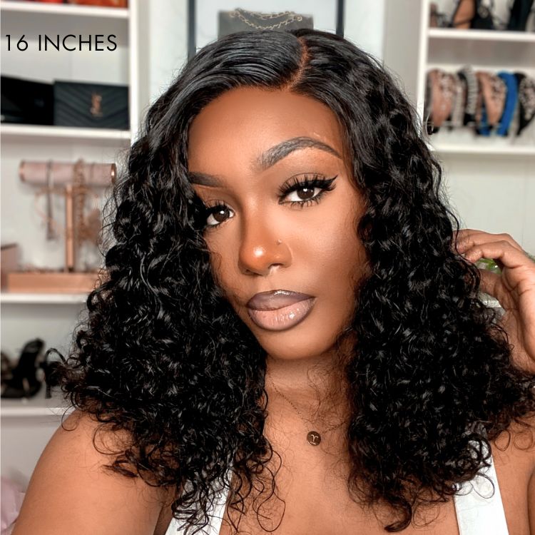 Shoulder-length Pre-plucked Glueless Bouncy Curls Minimalist Undetectable HD Lace Long Wig 100% Human Hair