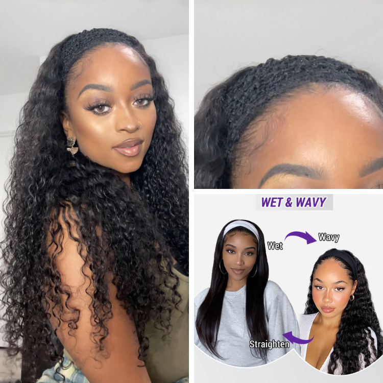 Newbie Only | Wet and Wavy | Throw On & Go Water Wave Glueless Long Headband Wig (Get Free Trendy Headbands)