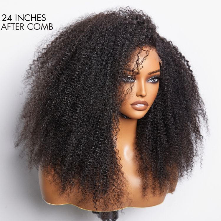 180% Density | Bouncy Fluffy Afro Curls C Part Glueless 5x5 Closure Lace Wig Pre-bleached