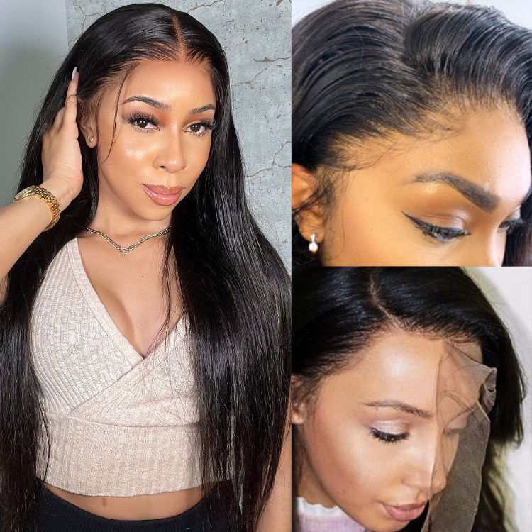 Silky Straight 13x4 Frontal Undetectable HD Lace Glueless Long Wig 100% Human Hair