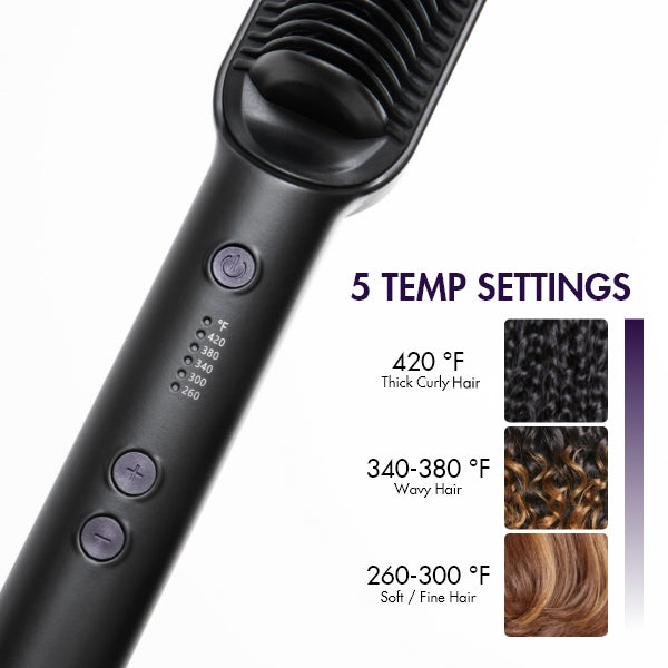 Hair Straightener Comb with Built-in Ceramic Heating Plate, 20s Fast Heating & 5 Temp Settings & Anti-Scald for Professional Salon at Home