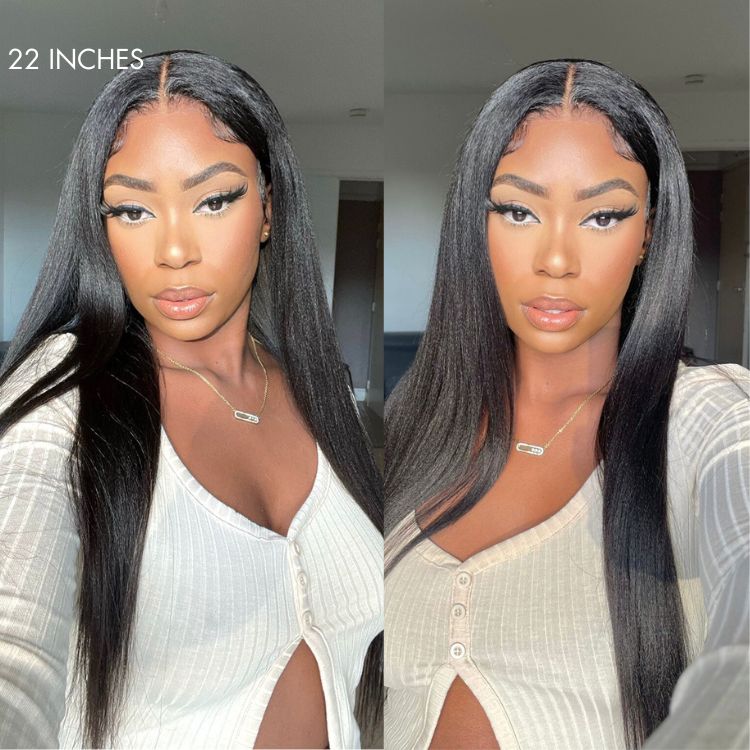Yaki Straight 5x5 Closure HD Lace Glueless Long Wig 100% Human Hair | Large & Small Cap Size
