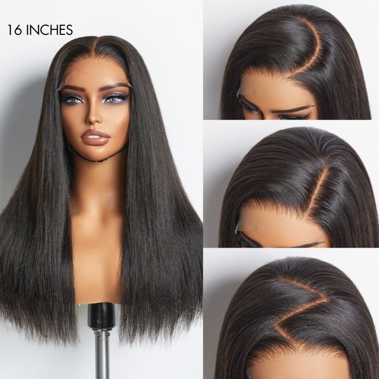 Yaki Straight 5x5 Closure HD Lace Glueless Long Wig 100% Human Hair | Large & Small Cap Size