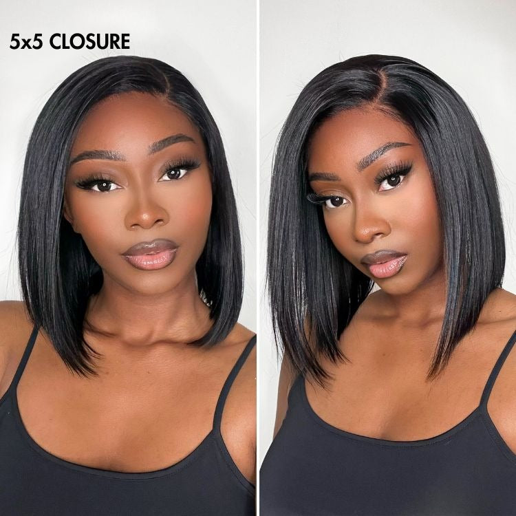 PreMax Wigs | Super Natural Hairline Silky Glueless 5x5 Closure HD Lace Short Bob Wig
