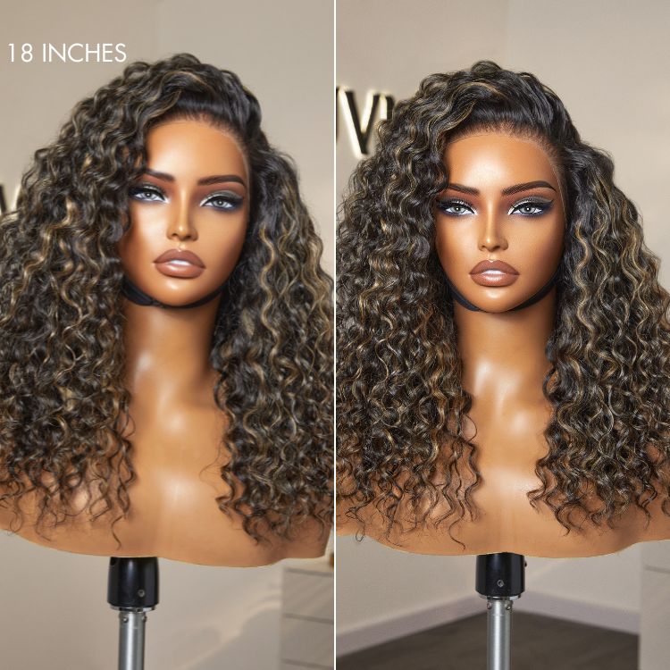 PreMax Wigs | 360 Lace Free Part Blonde Highlight Water Wave Natural Looking Wig