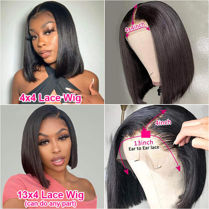 Affordable Straight Bob Wig Human Hair Pre Plucked Glueless Lace Front Wig