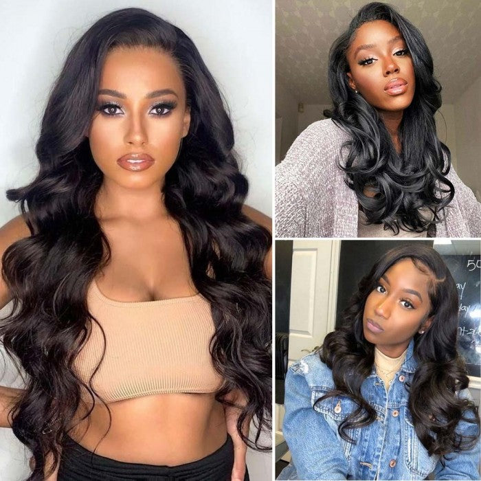 Body Wave 13x6 Swiss Lace Front Wig Pre Bleached 180% Density Human Hair