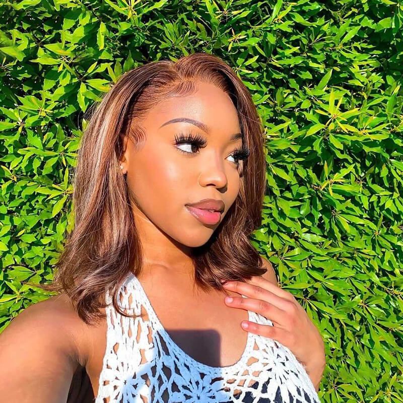 Highlight Straight Bob 13x4 Lace Front Human Hair Wig