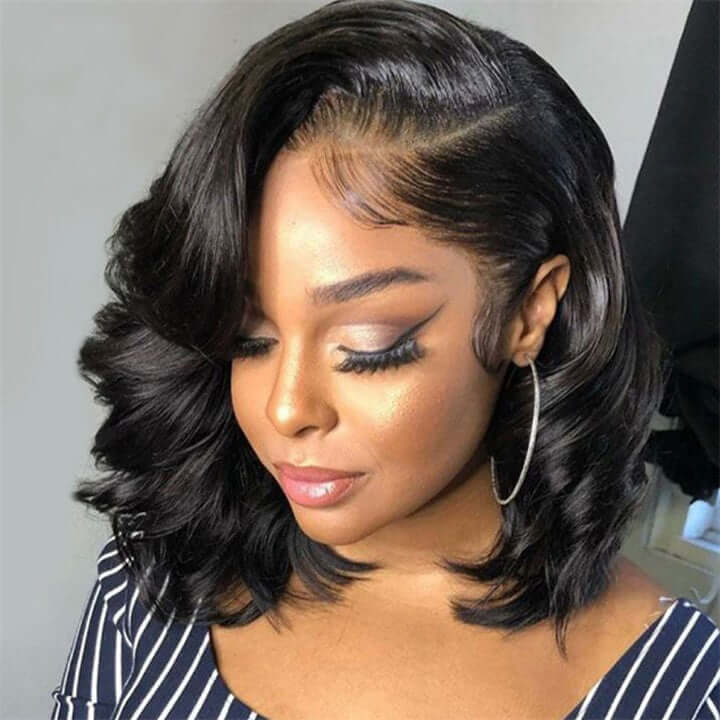 13x6 Soft Bouncy Wave Bob Lace Front Human Hair Wigs