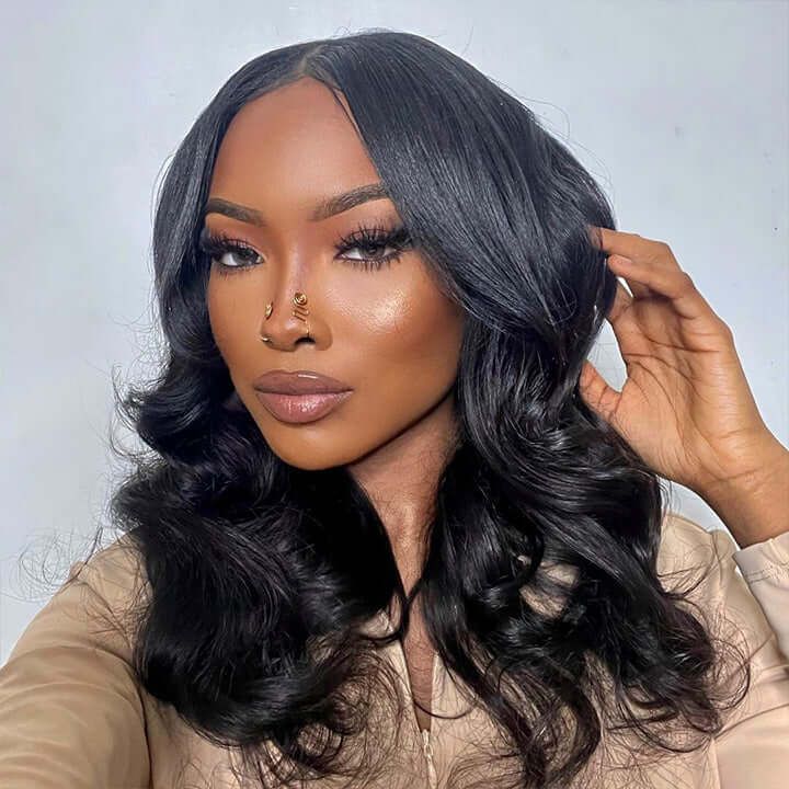 13x6 Soft Bouncy Wave Bob Lace Front Human Hair Wigs