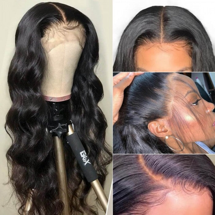 Body Wave 13x6 Swiss Lace Front Wig Pre Bleached 180% Density Human Hair