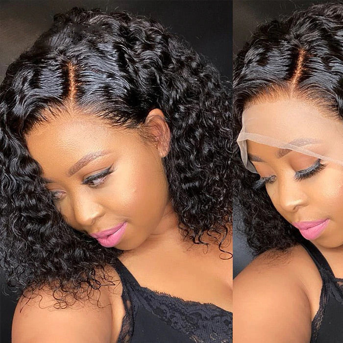 Curly Bob Wig Pre Plucked 13x4 Lace Front Human Hair Wigs