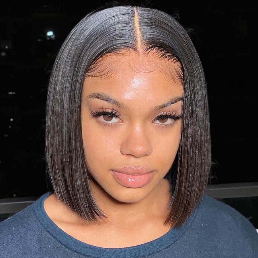 Bob Style Silky Straight Wig 13X6 Swiss Lace 180% Density Human Hair