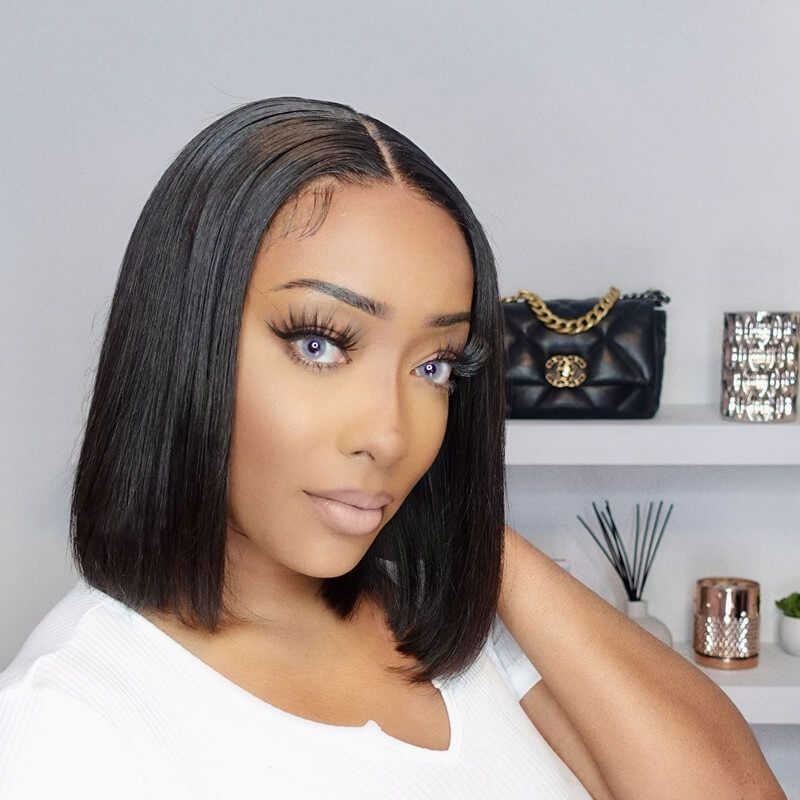 100% Malaysian Human Hair Bob 13x4 Lace Front Wig