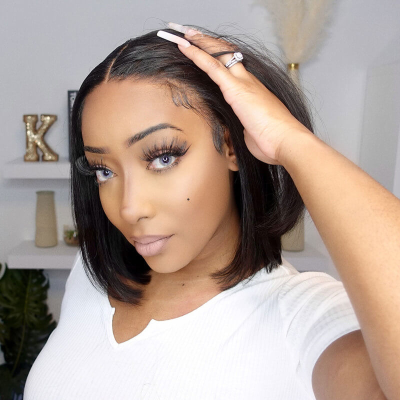 100% Malaysian Human Hair Bob 13x4 Lace Front Wig