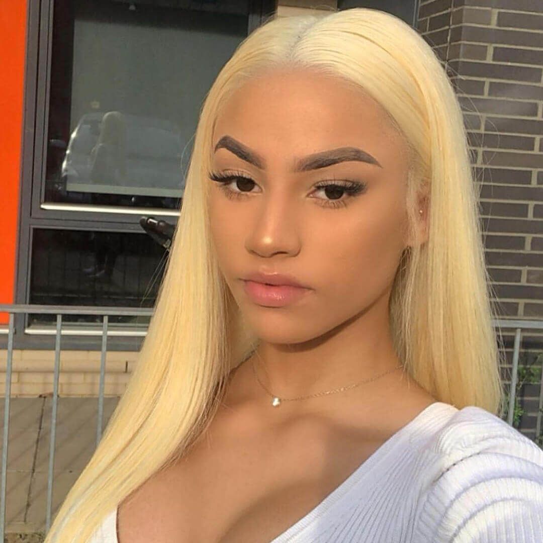 13x4 Lace Frontal Wig 613 Blonde Straight 100% Virgin Hair 180% Density Pre-plucked