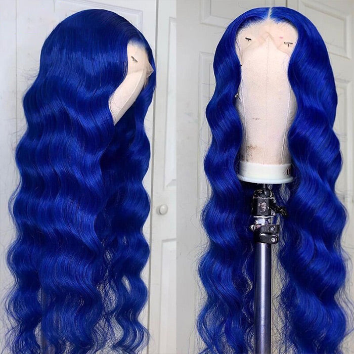 Shinning Blue Body Wave Wig HD  Lace Front Wig Human Hair