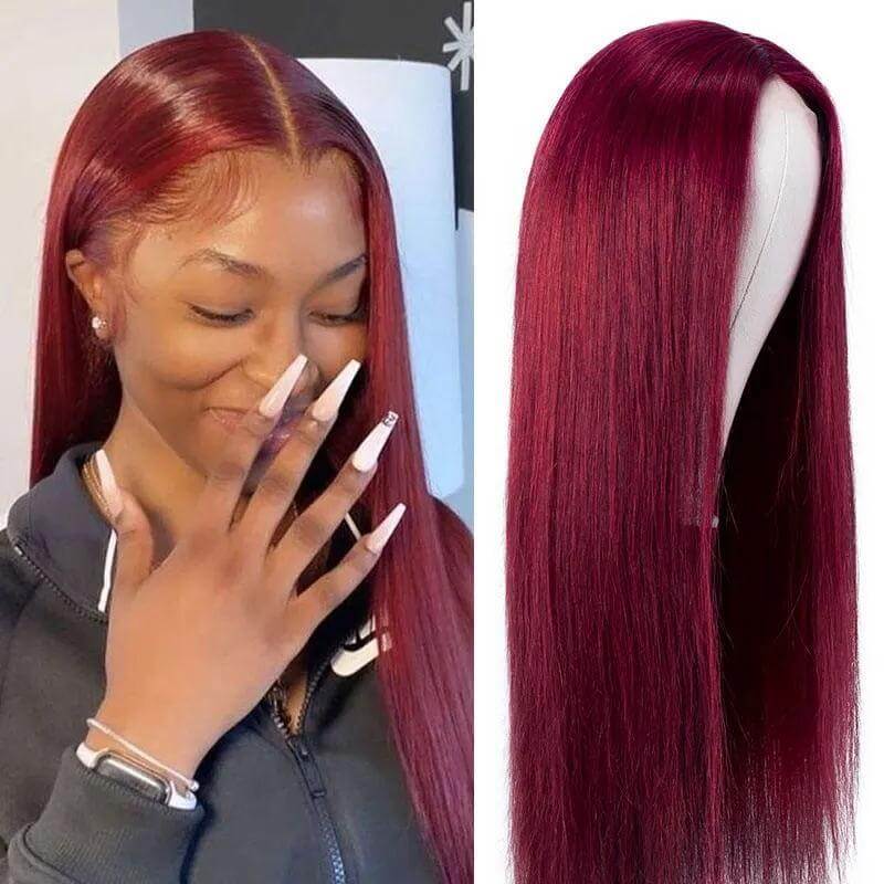 Best Precolored 4X4 Lace 99J Silk Straight Human Hair Wigs