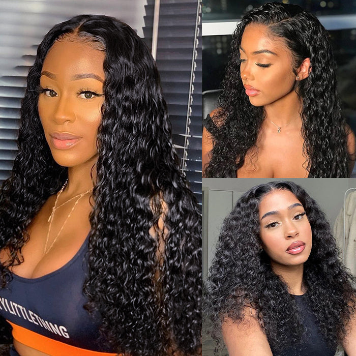 Glueless Water Wave 13*6 HD Lace Frontal Wig Clear Lace Clean Hairline Skin Melt Human Hair Lace Wig