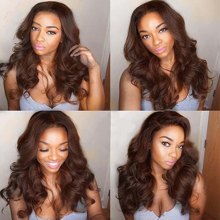 Warm Chocolate Brown 13X4 Lace Front Human Hair Wigs Colored Body Wave Lace Wigs