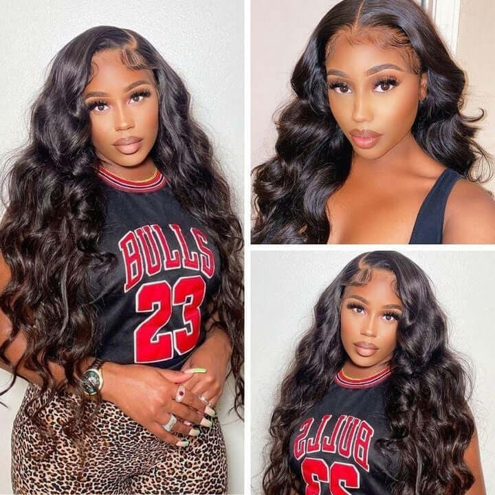Body Wave Glueless Wigs 13x4 Transparent Lace Front Human Hair Wigs Bleached Knots