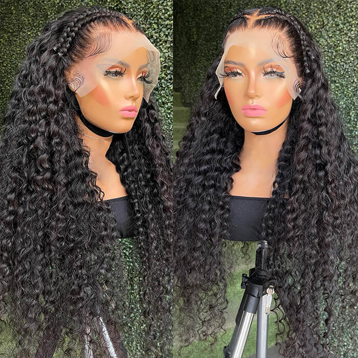 13X4 HD Undetected Transparent Swiss Lace Front Wig Brazilian Water Wave Human Hair Wigs
