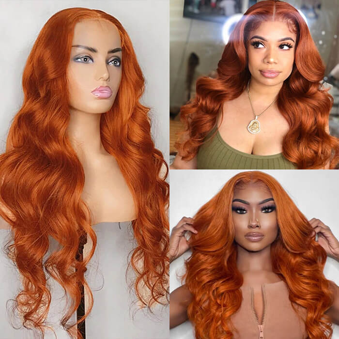 Orange Ginger 13X6 HD Lace Front Human Hair Wigs With Baby Hair Lace Wigs for Women