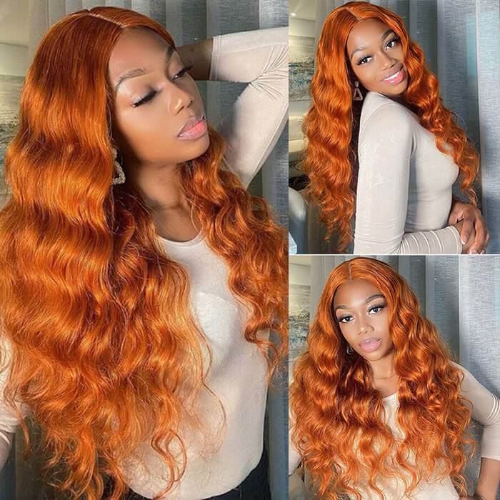 Orange Ginger 13X6 HD Lace Front Human Hair Wigs With Baby Hair Lace Wigs for Women