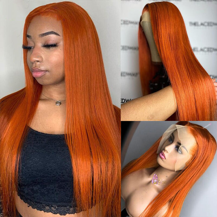 Orange Ginger 13X6 HD Lace Front Human Hair Wigs With Baby Hair Lace Wigs for Women