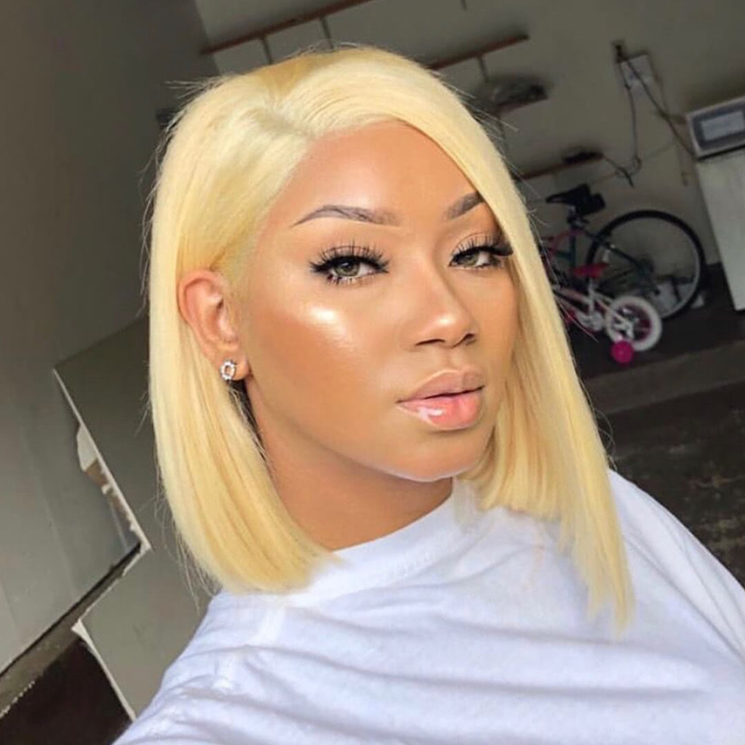 13X4 Lace Frontal Bob 613 Blonde Human Hair 180% Density Straight 100% Virgin Hair