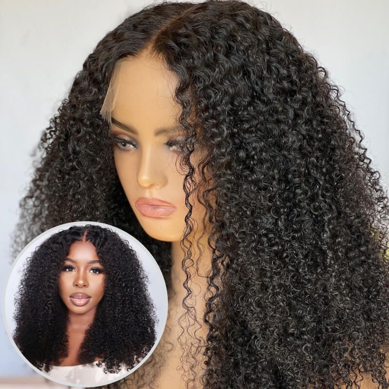 5x5 HD Lace Closure Wig Afro Kinky Curly Human Hair Glueless Clear Lace Wigs 150% Density