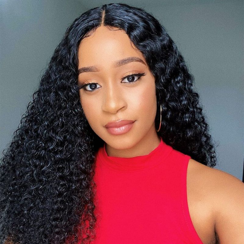 5x5 HD Lace Closure Wig Deep Curly Human Hair 180% Density Pre Bleached