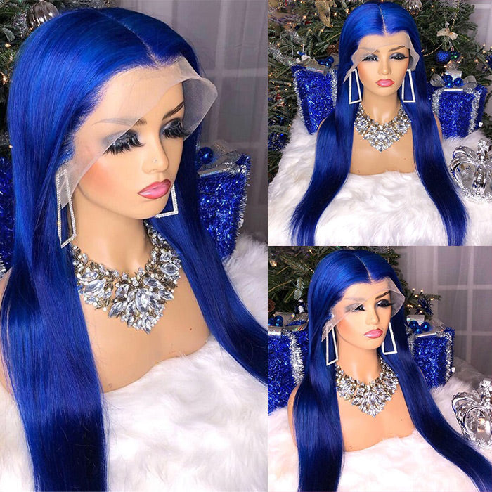 Shinning Blue Body Wave Wig HD  Lace Front Wig Human Hair
