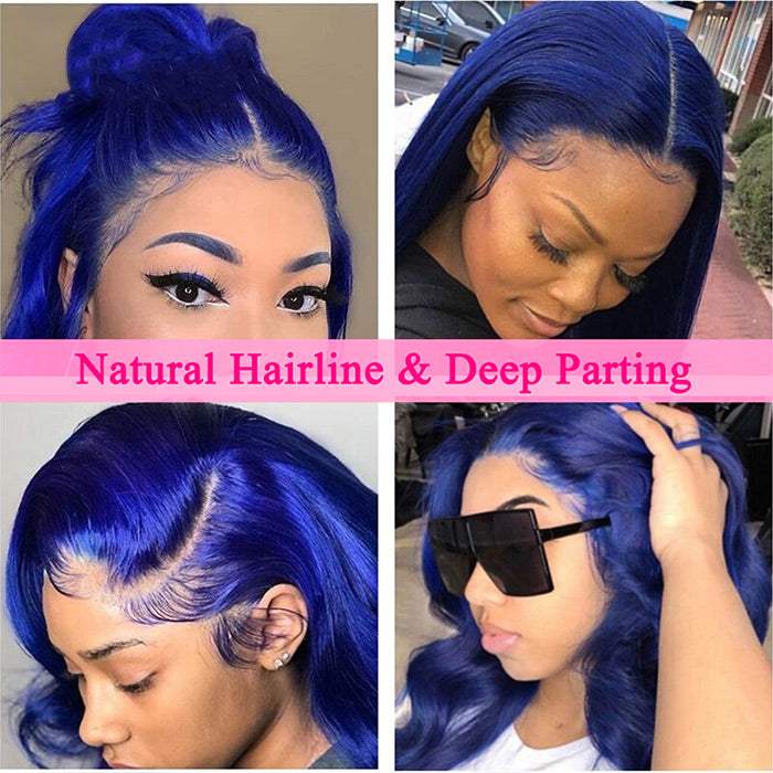 Shinning Blue Body Wave Wig HD  Lace Front Wig Human Hair
