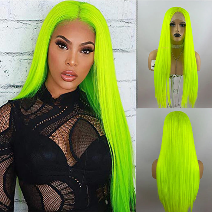 13X4 HD Lace Wigs Long Straight Hair Green Color Wigs for Fashion Women with Natural Hairline