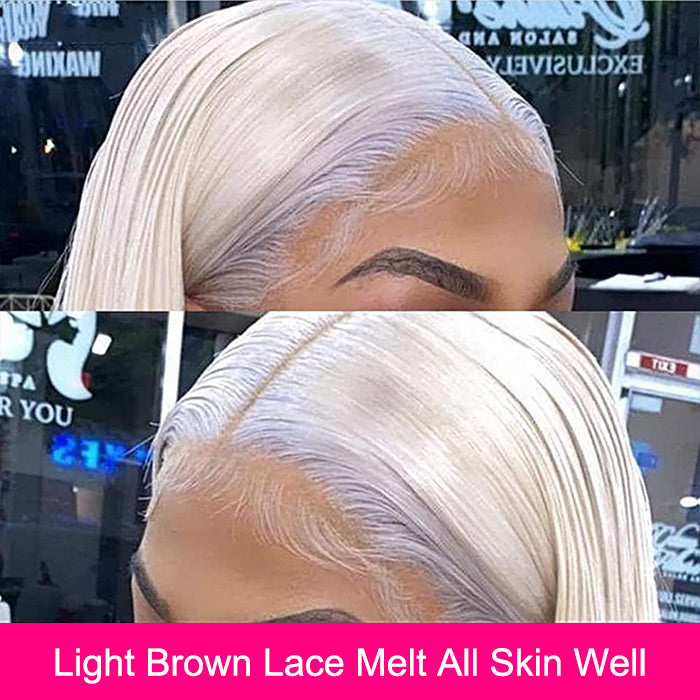 Grey 13x4 Lace Front Human Hair Wigs Straight Colored Sliver Bob Lace Wigs For Black Women Pre Plucked 150%