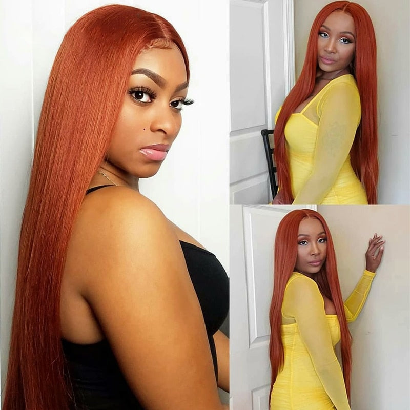 Glueless 13X6 Lace Wig 180% Density #350 Color Human Hair